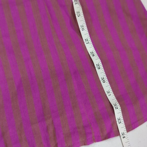 Free People Dress Womens Small Purple Folk Town Linen Blend Fuchsia Striped Mini - Picture 9 of 9